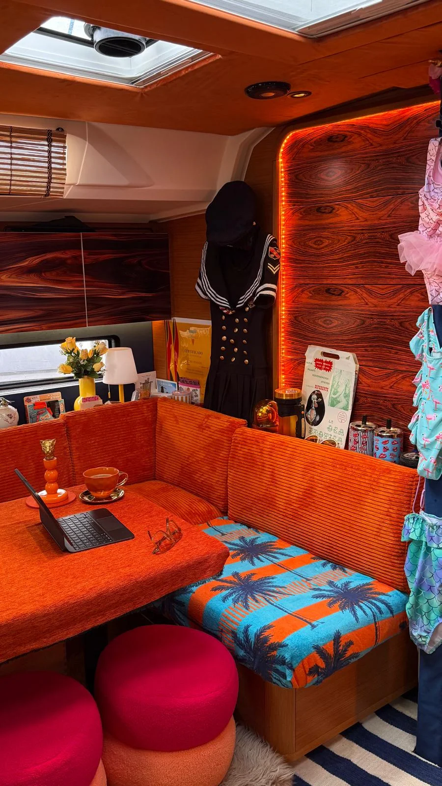 Seating area aboard the yacht
