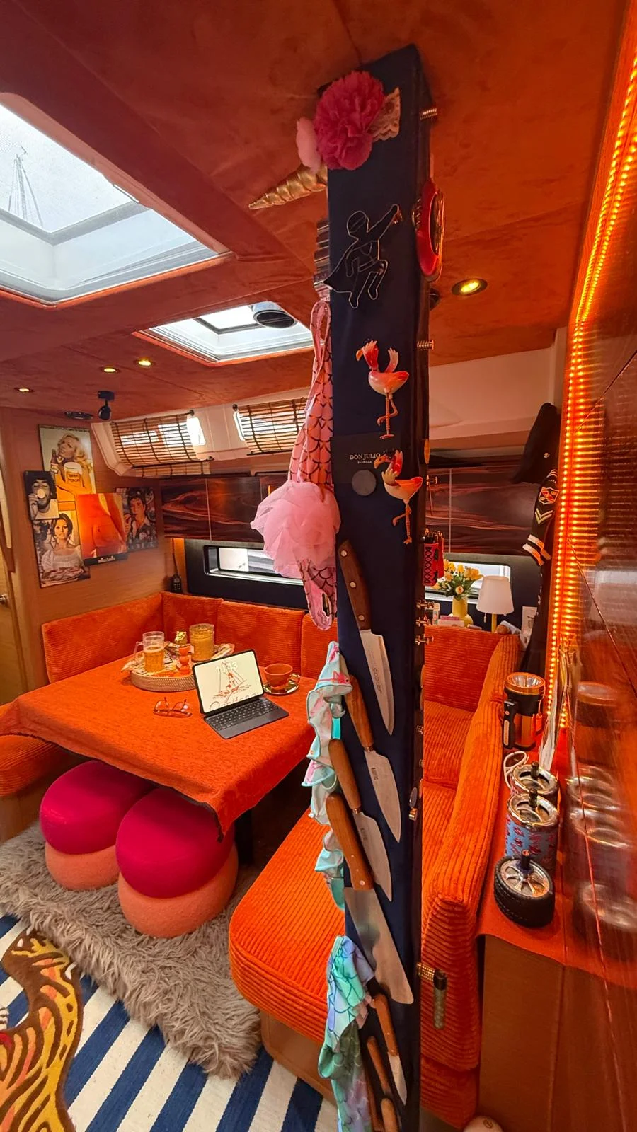 Seating area aboard the Capitana