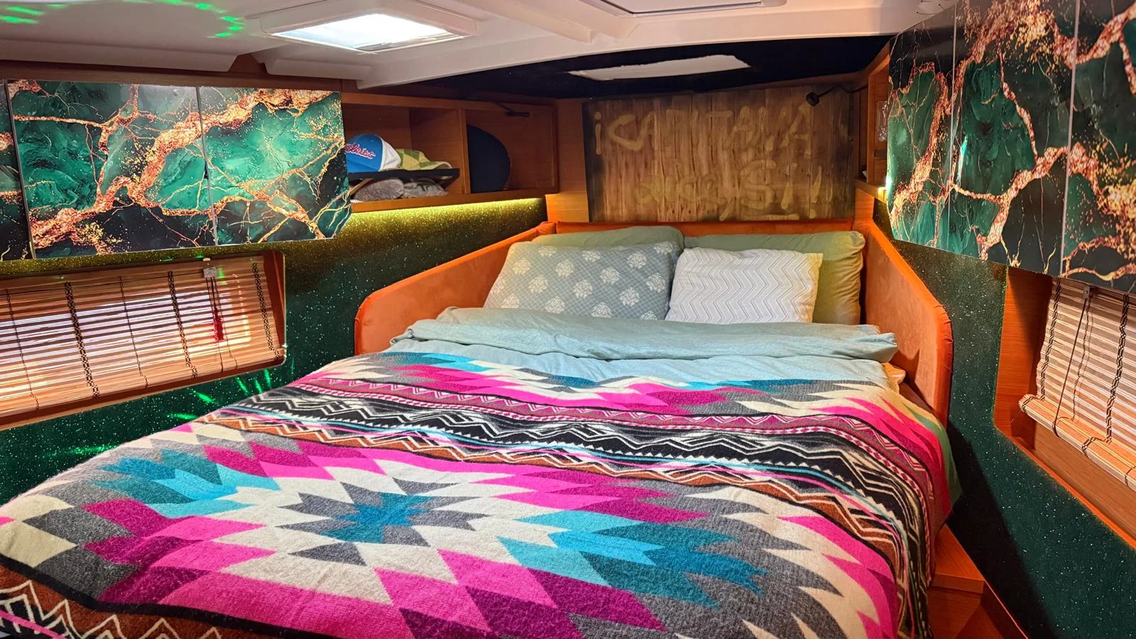 Bed aboard the yacht